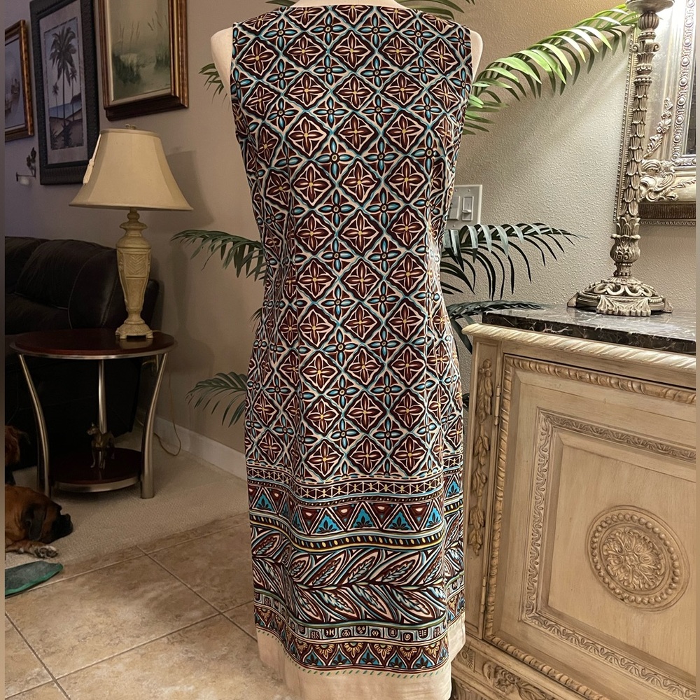 SAG Harbor - Geometric Patterned Sleeveless Dress
